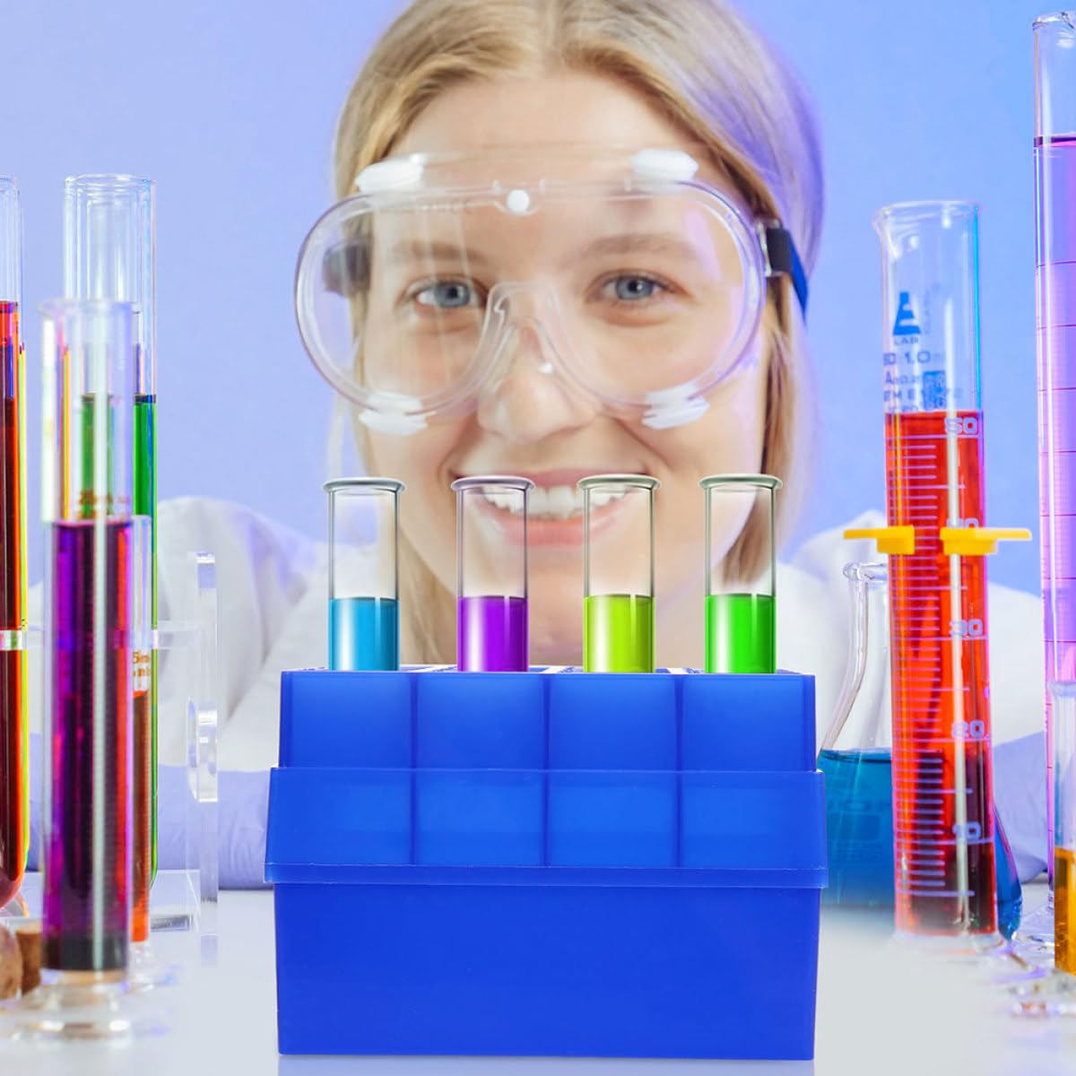 SAFIGLE 2pcs Lab Test Tube Storage Box with Numbered Freezing Rack 36 Slots for 10/15ml Tubes for Low Temperature Sample Preservation