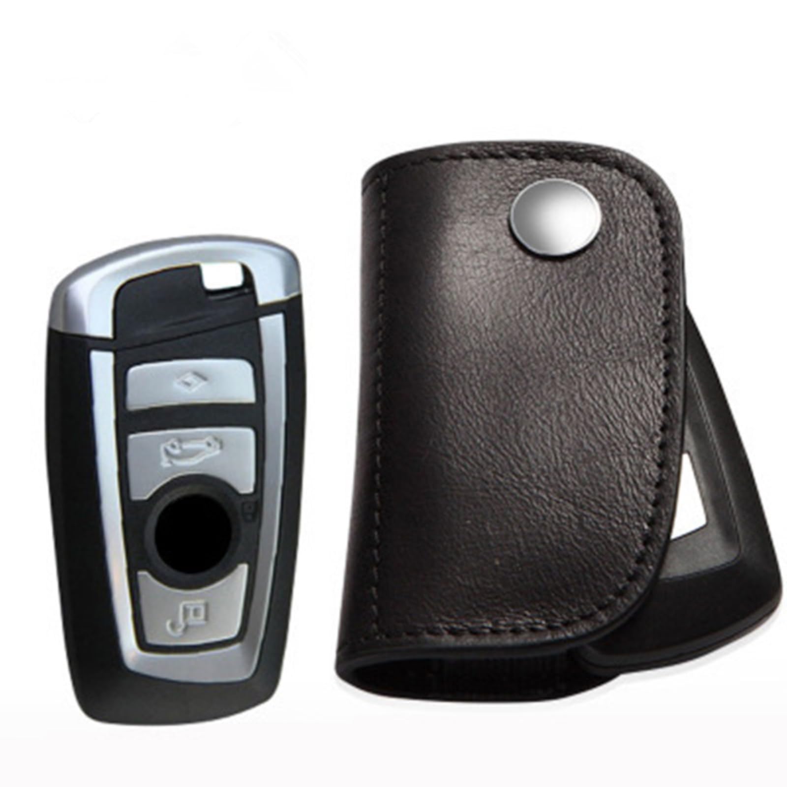Funda de llave BMW en cuero para E46 E90 F30 y llavero de coche 2