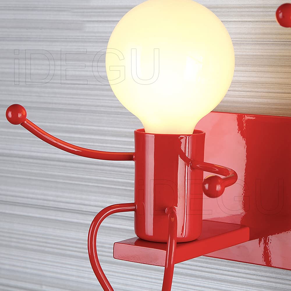 iDEGU Wandleuchte, moderne Wandlampe, Humanoidstil, kreativ, Dekoration Lampe für den Innenbereich, für Kinderzimmer, Wohnzimmer, Flur (rot)