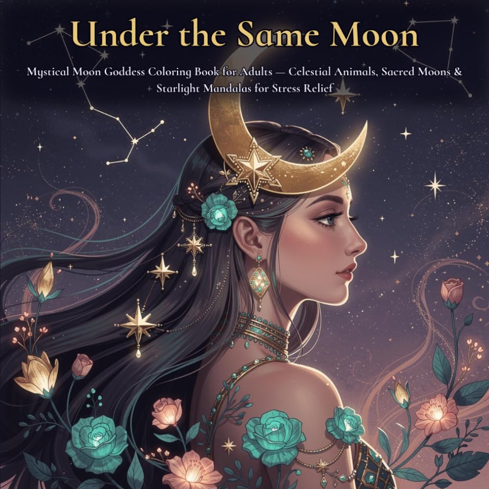 Under the Same Moon: Mystical Moon Goddess Coloring Book for Adults — Celestial Animals, Sacred Moons & Starlight Mandalas for Stress Relief