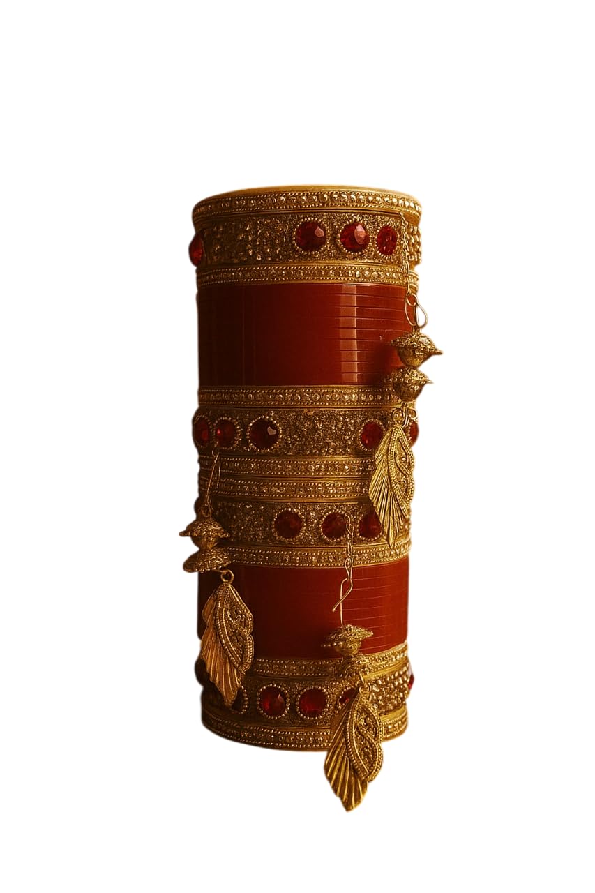 Red Bridal Chura Set with Kalire for Women – Punjabi Wedding Chooda Bangles with Gold Finish, Stone Work & Hanging Leaf Ch... - Review, Price and Buying Guide