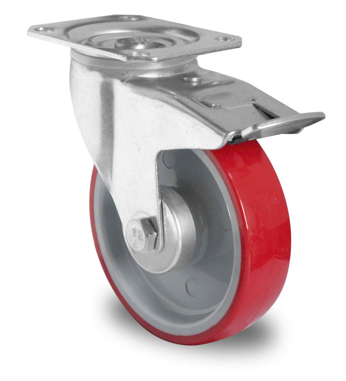 SETSBTB100N2U6R1W - Set di 2 ruote girevoli e 2 con blocco, poliammide, poliuretano, diametro 100 mm, portata 450 kg