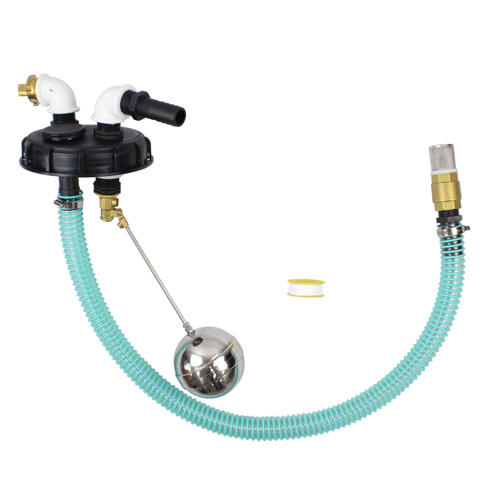 IBC Deckel DN 150 mit Überfüllsicherung Pumpenanschluß Entlüftung Saugschlauch IBC Tank Kappe Sauggarnitur Regentonne Abdeckkappe Wassertank Tankdeckel Container Abdeckung Schlauch für Regenwassertank