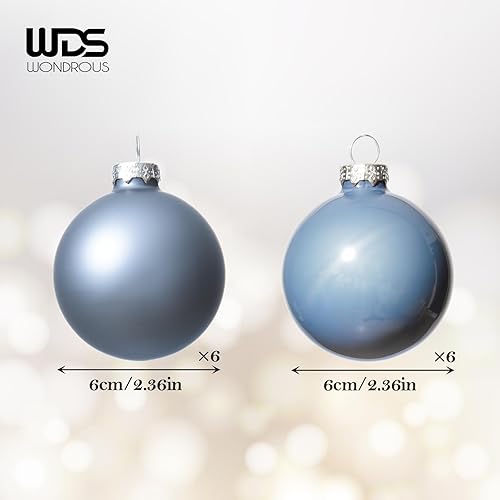 Miniatura 8 de WDS WONDROUS Juego de 12 esferas colgantes de cristal para Navidad, juego de 12 bolas decorativas para decoración del árbol de Navidad, bola de