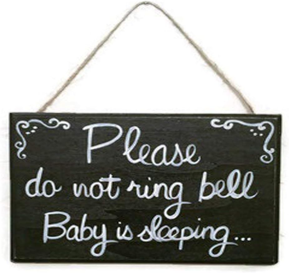 Baby Sleeping Sign | Please Do Not Ring Doorbell | Do Not Disturb Wooden Sign - Handmade in The USA (Black & White)