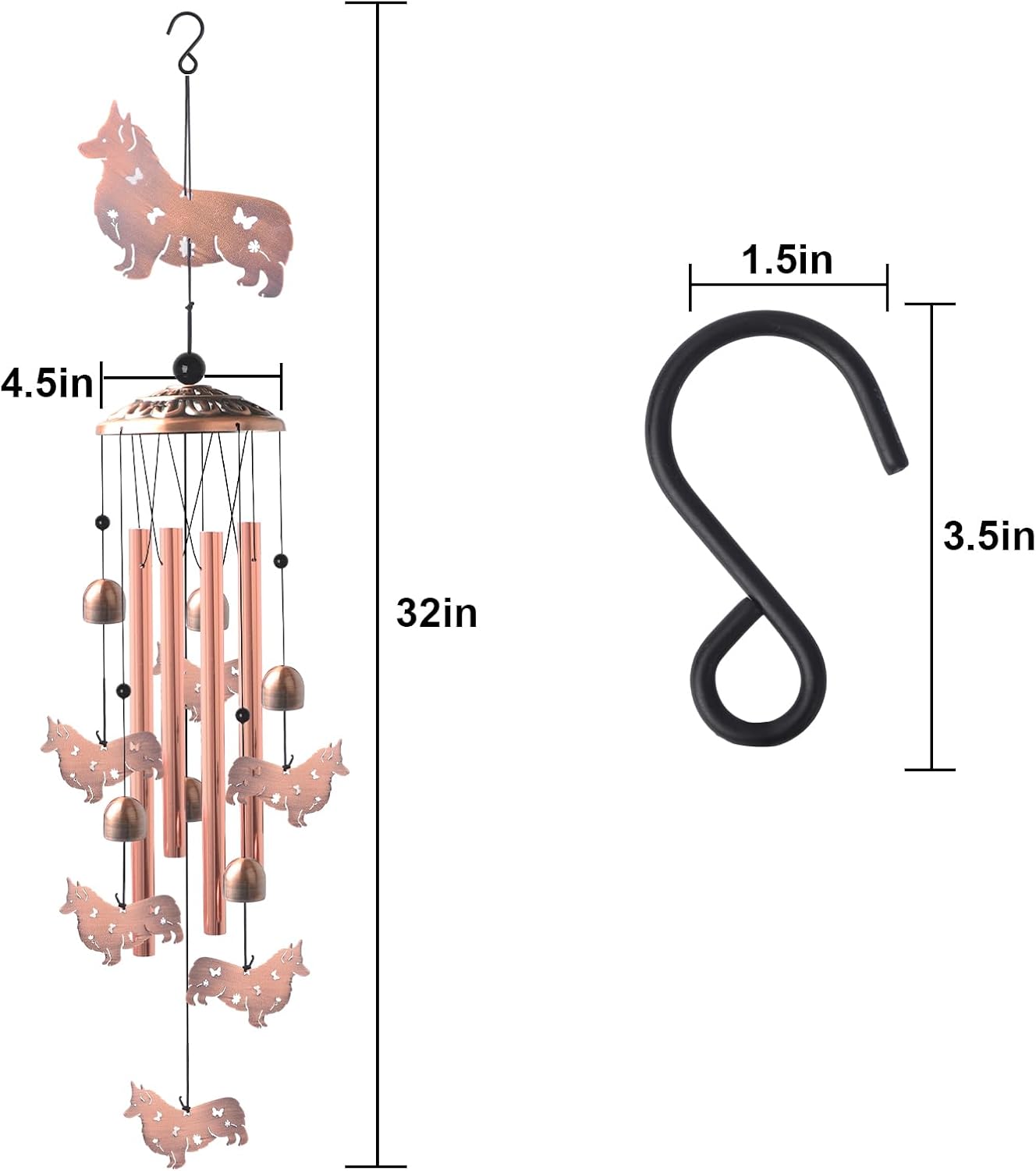 Dachshund Wind Chimes - Christmas Decorations,Garden Gifts for Women,Patio & Nursery, Memorial Day Gifts for Mom/Wife/Daughter, Whimsical Yard Decorations with Soothing Tones