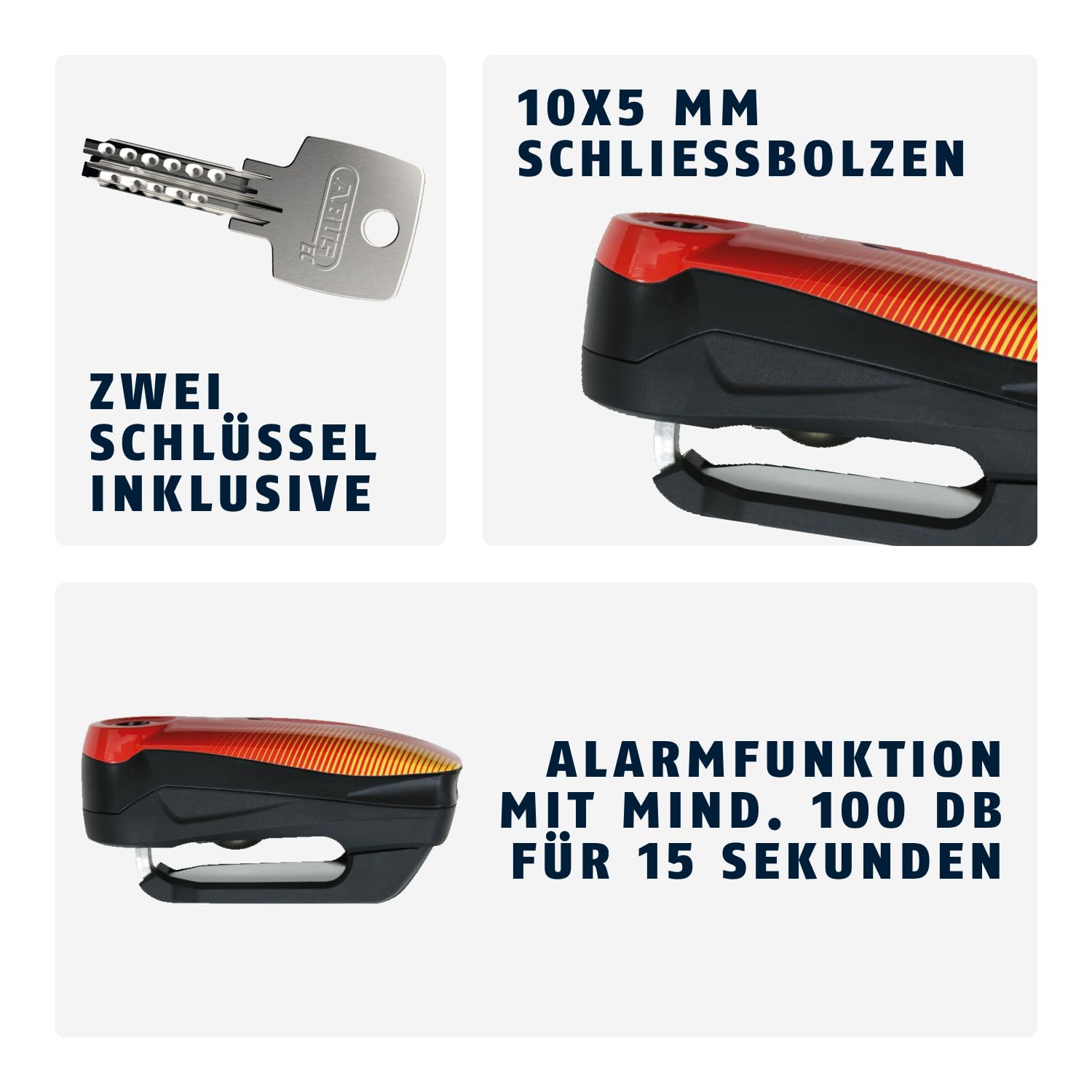 ABUS Bremsscheibenschloss Detecto 7000 RS1 – Motorradschloss mit Alarm