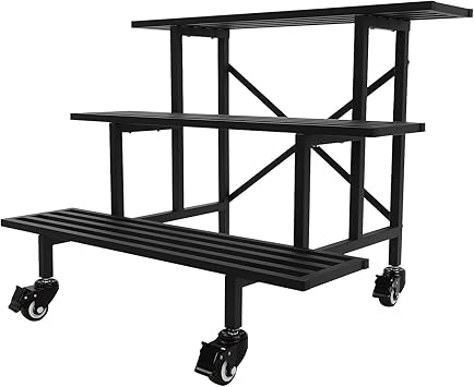 3-Tier Rolling Plant Stand with Wheels,Heavy Duty 660 LBS Capacity Plant Shelf, Steel Plant Rack Indoor Outdoor,Modern Black Plant Holder for Patio Balcony ,35x26x27 Inches