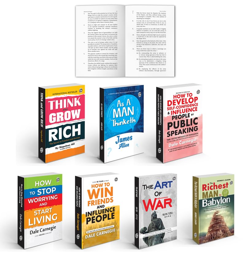 Image of 7 Powerful Books for Personal Growth & Financial Success : A Motivational Gift Set - Think & Grow Rich, The Art of War, How to Win Friends & More, Educational learning Book