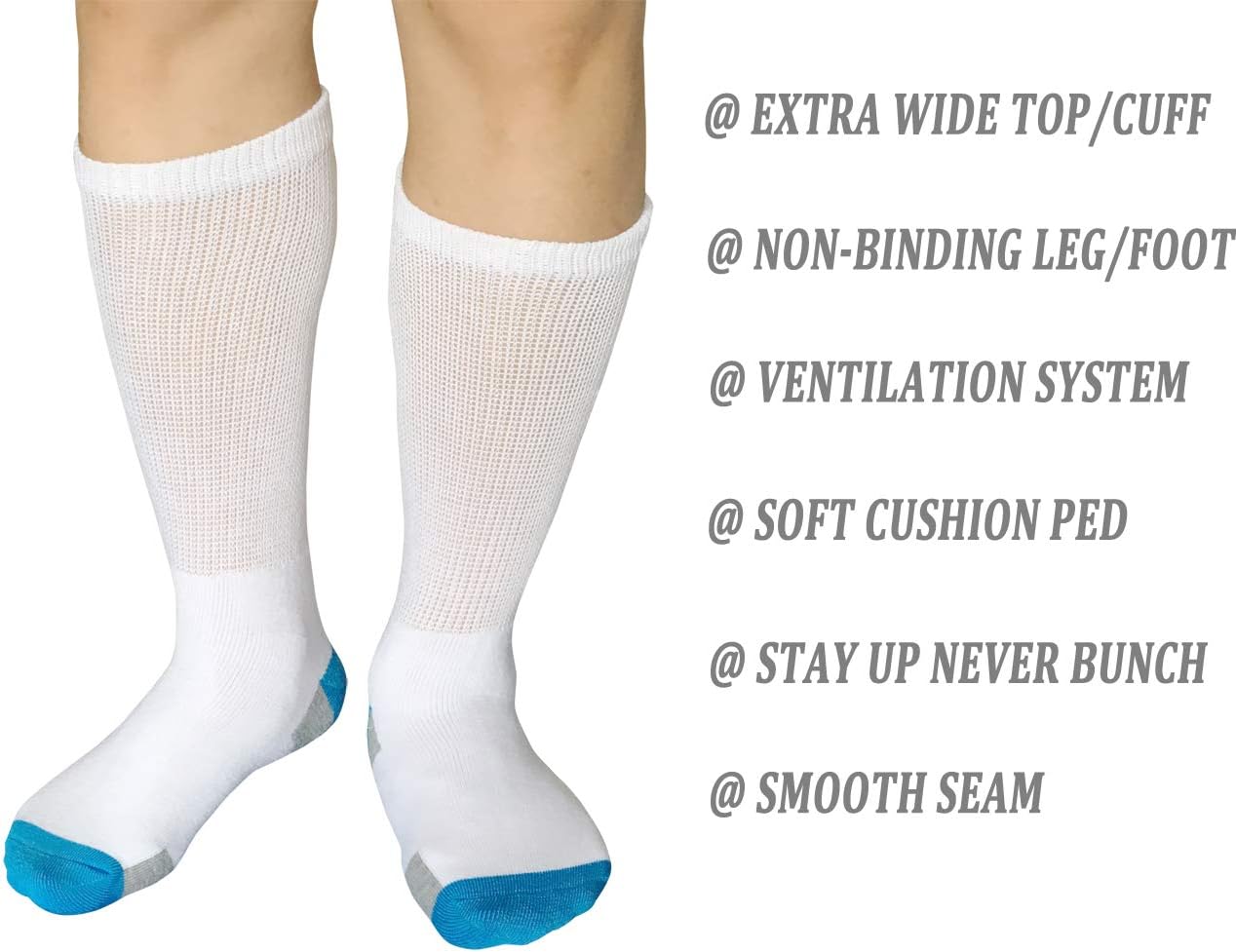 Diabetic Socks Non-Binding Crew Wide Top for Neuropathy Edema Swollen Thick Ankle Bariatric Lymphedema Slipper Sox - Image 6
