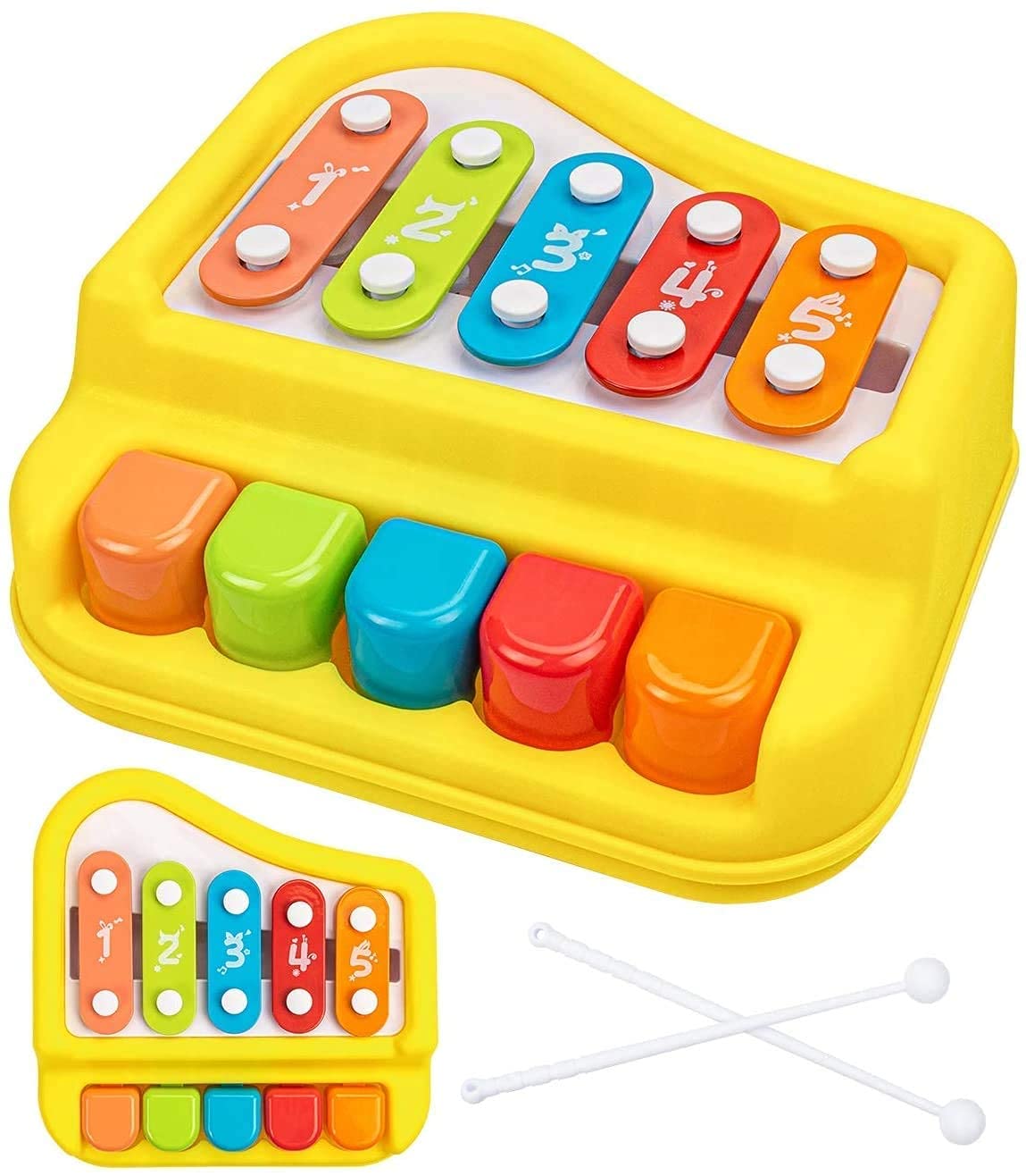 Shivaaro 2-in-1 Xylophone and Piano Toy with Colorful Keys for Toddlers and Kids - Educational Musical Instrument