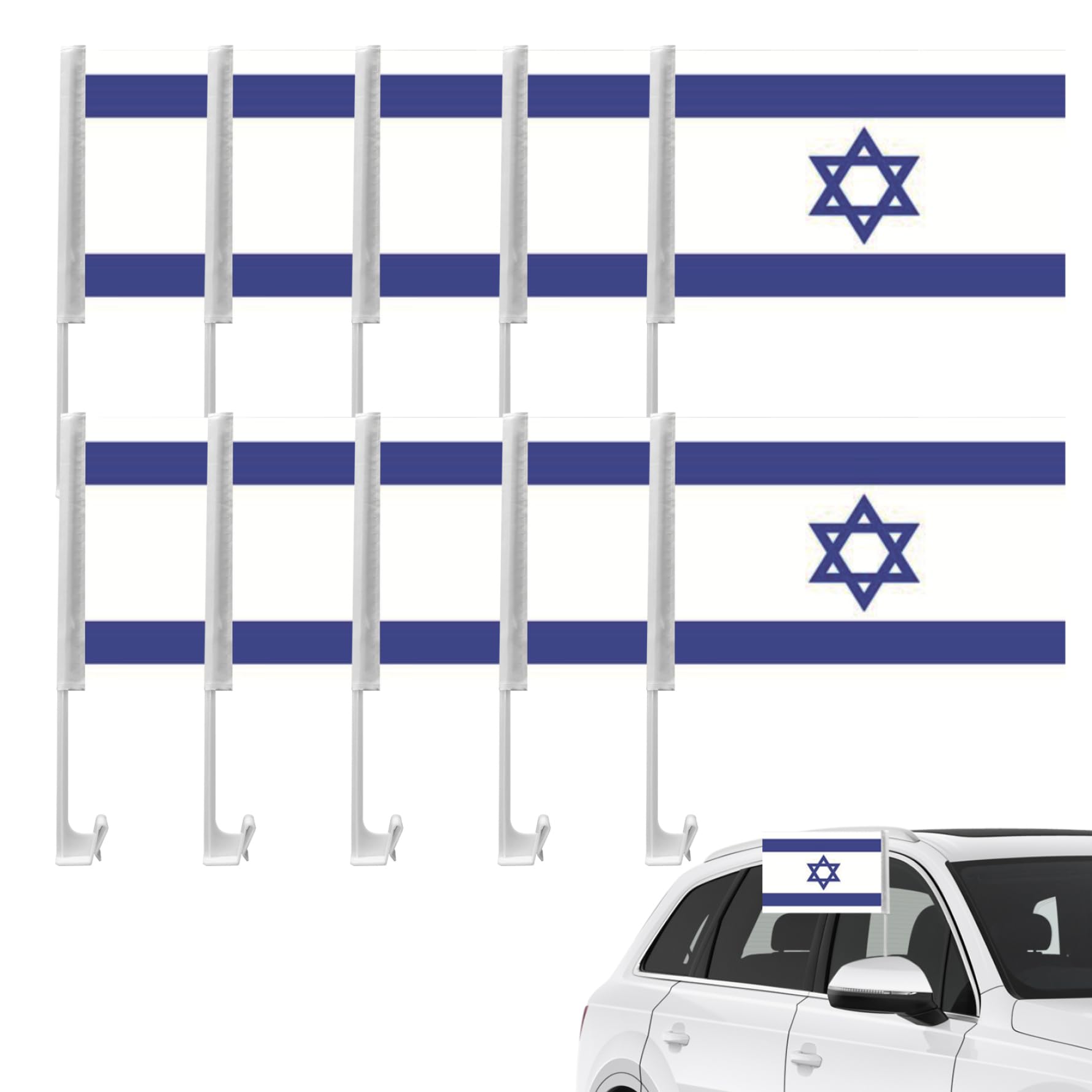 Bandera judía de Israel para ventanas de coche con costuras reforzadas de doble cara