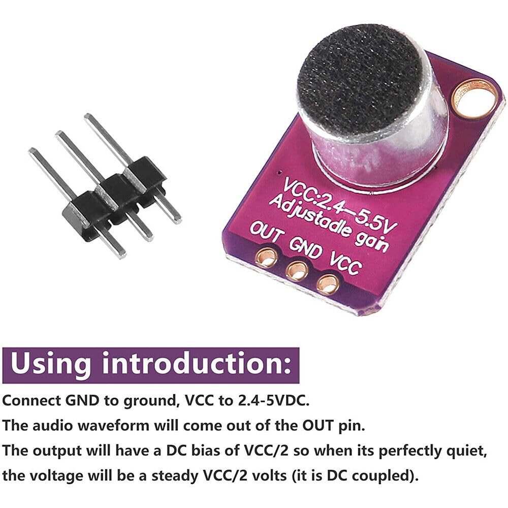 Generic 5Pcs -MAX4466 Electret Microphone Amplifier MAX4466 Module Adjustable Gain