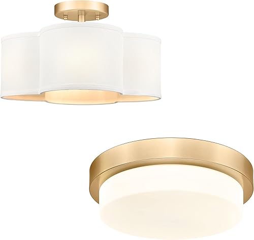 Lámpara de techo de montaje empotrado dorada, 13 pulgadas, accesorios de iluminación de techo para dormitorio, pasillo, cocina