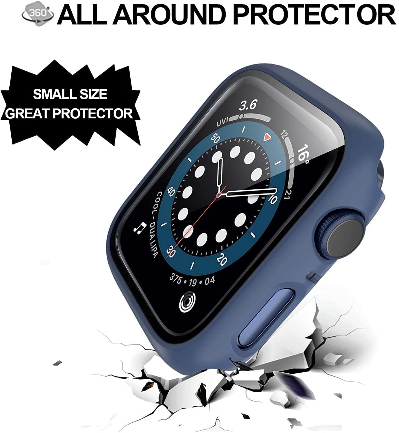 Confezione da 6 custodie per Apple Watch Series 7 45 mm con vetro temperato, Hard PC HD Full Cover protettiva iwatch S7.