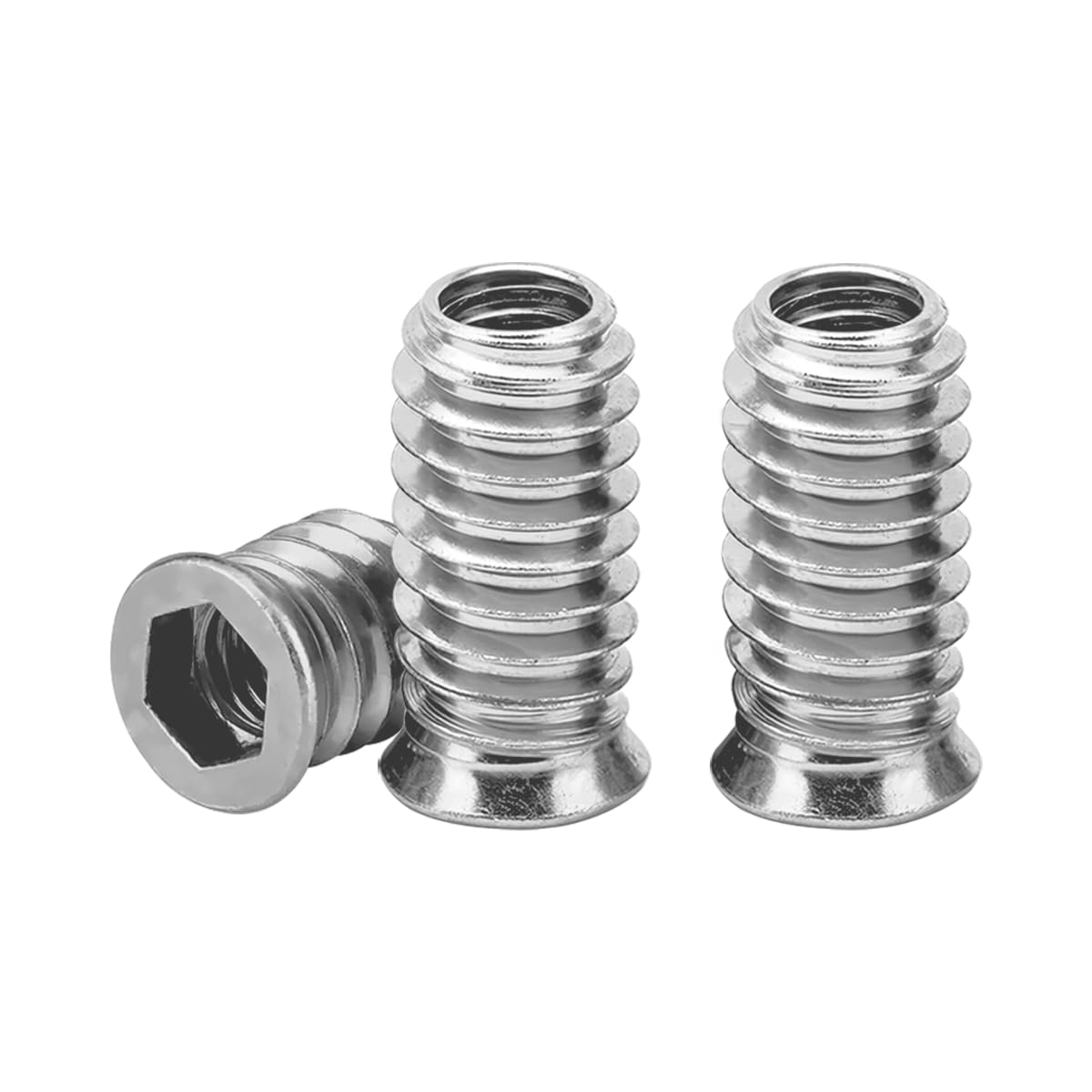 Drenky Threaded Inserts for Wood M8x20mm, 20Pcs Flanged Hex Socket Nut