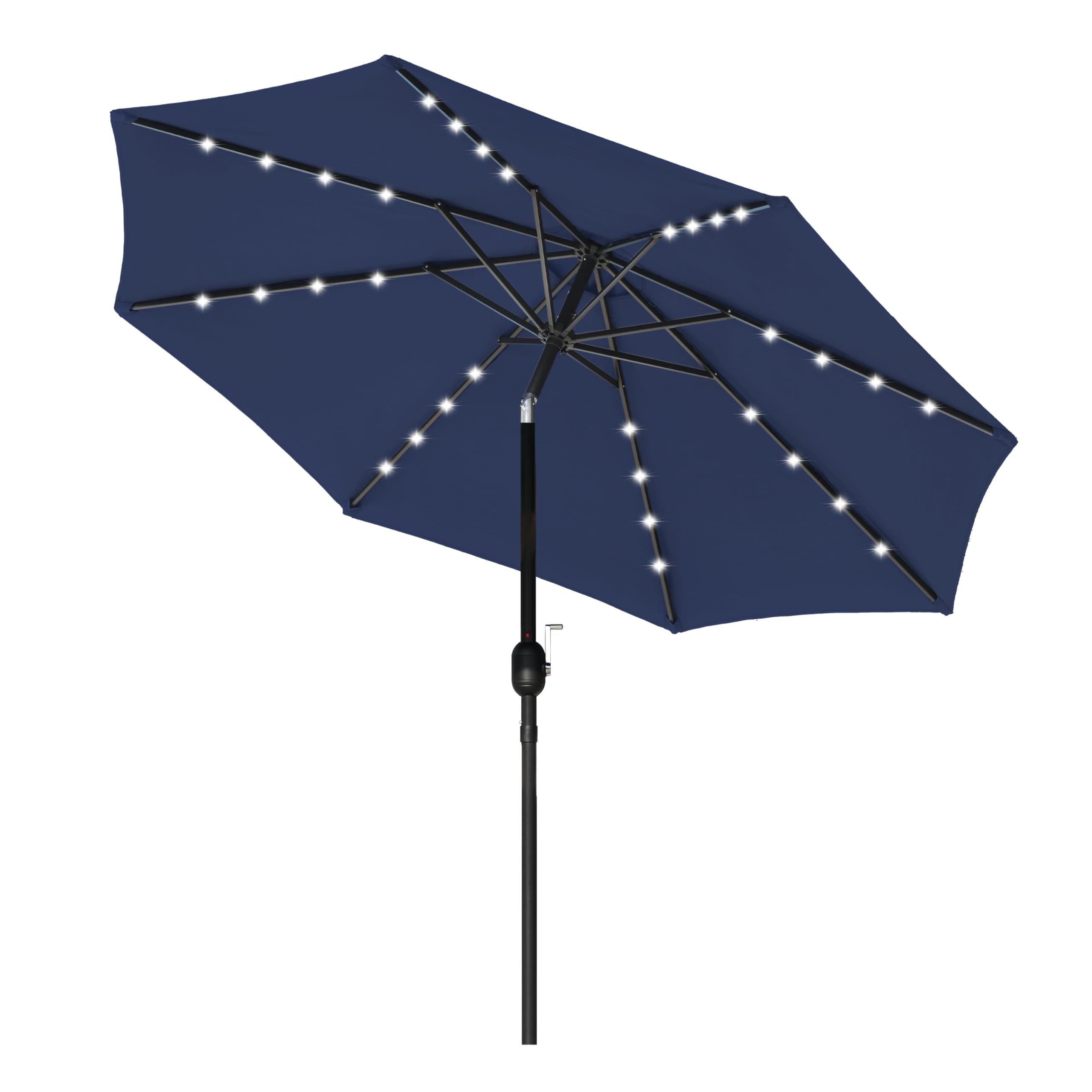 HealSmart 9' Solar Umbrella 32 LED Lighted Patio Umbrella with Push Button Tilt/Crank, Outdoor Table Umbrella for Garden, Deck, Backyard and Pool