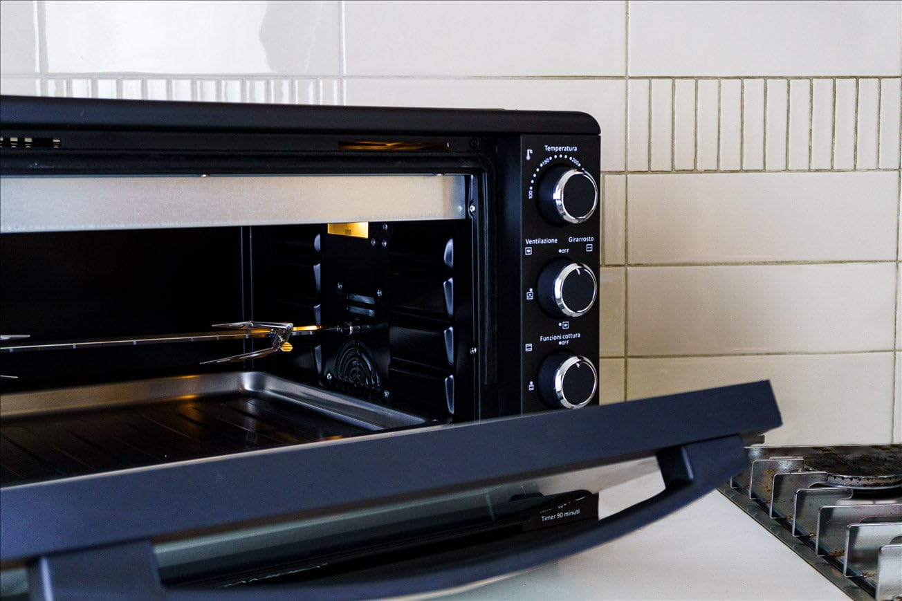 Forno Fornello Elettrico Ventilato con Girarrosto Capacità 50 litri 2000 watt