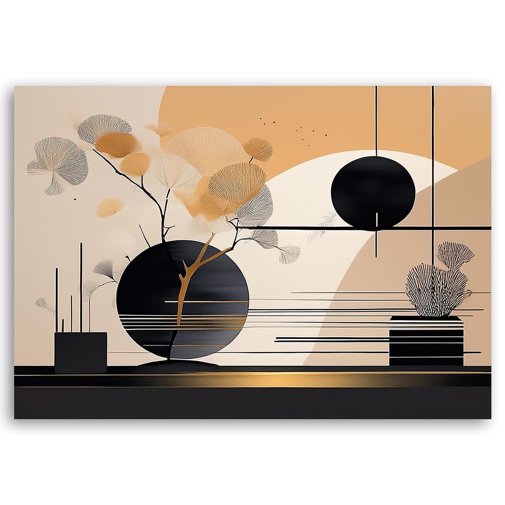 Feeby - Tableaux Decoratifs - Tableau Salon Grand Format - Formes abstraites - 90x60 1partie - Décoration Chambre - Toile Imprimée Intissé Decoration Murale