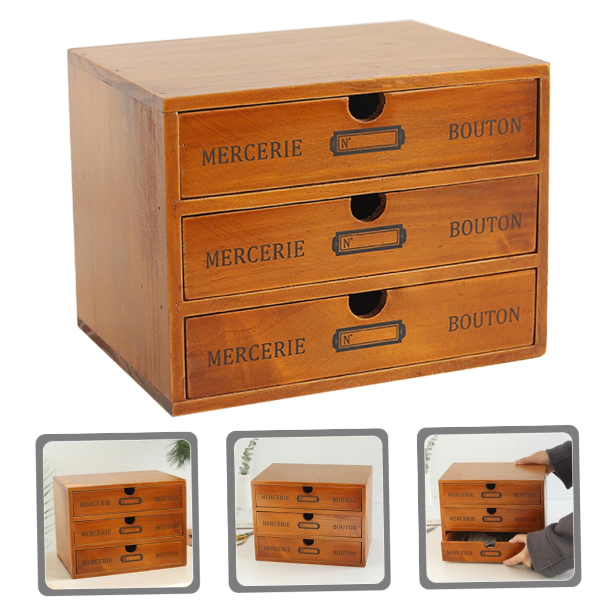 Armario De Almacenamiento De Madera Maciza Organizador Caja De Almacenamiento Para Escritorio Para Organizar Cosméticos y Artículos Varios Dormitorio o Baño