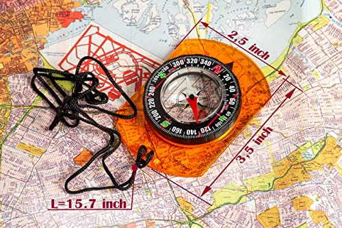 Orienteering Compass - Hiking Backpacking Compass - Advanced Scout Compass Camping And Navigation - Boy Scout Compass Kids - Childrens Compasses For Map Reading - Baseplate Compass Survival (Orange) #TOP4