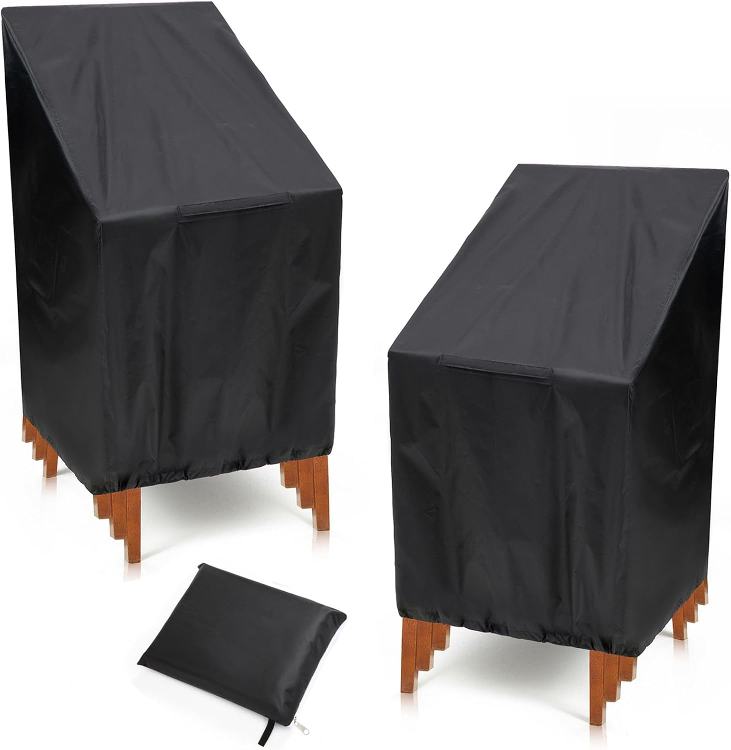 Outdoor Chair Covers 2Pack, 25x25x47" High Back Patio Chair Covers,Black