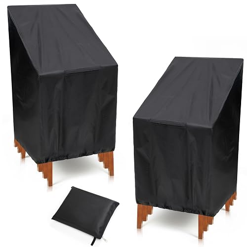 Outdoor Chair Covers, 2 Pack Waterproof Stackable Outdoor Chair Covers