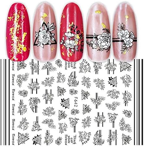 Amazon Co Jp Qjbh1 ネイルステッカーブラックネイルデザインネイルアールデコデカールスライダー Color F642 ビューティー