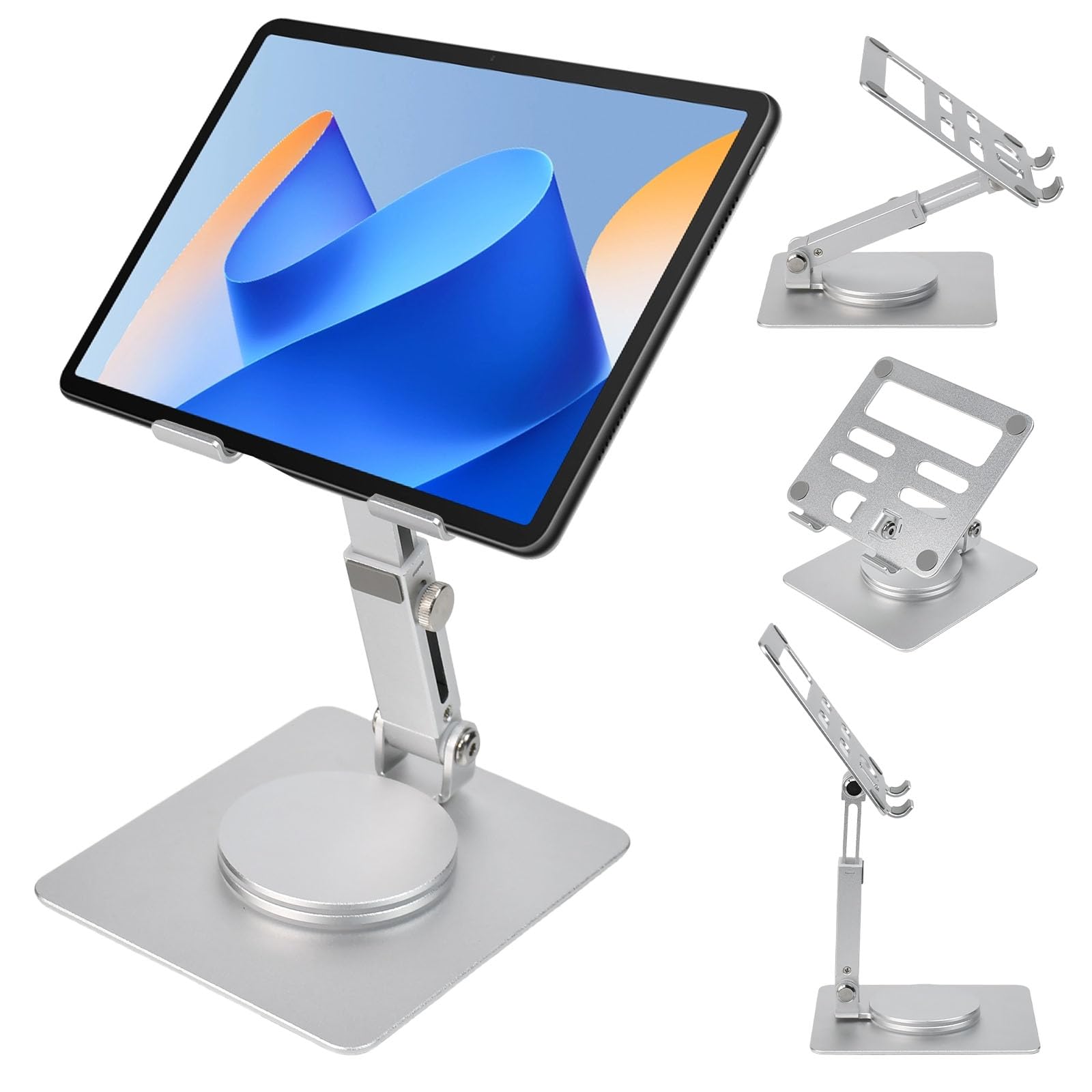 Supporto per Tablet in Lega di Alluminio Regolabile 360° Girevole, Porta Pieghevole per iPad/Samsung 7-13"