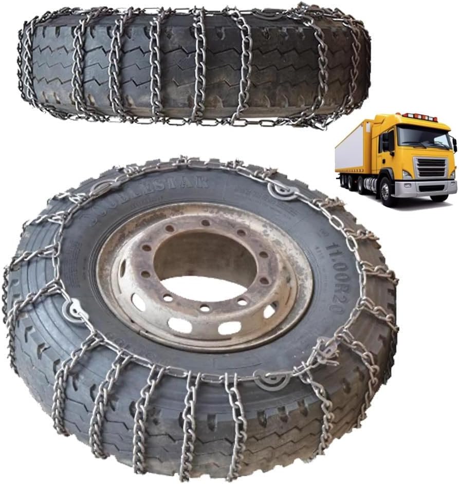 Set of 2 Snow Chains For Cars Suv Pickup Trucks Commercial trucks AVT- Quick Fit AND Easy Installation,Reusable Universal Emergency Traction Snow Chains 245/70R19.5 2pcs 285/80R22.5