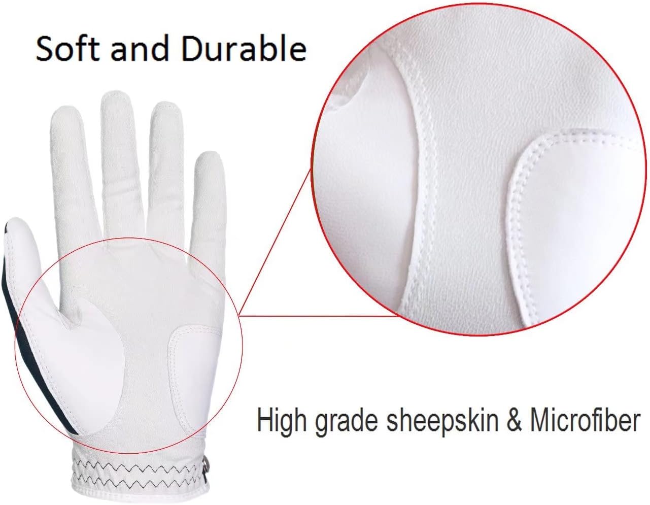 Men's Golf Glove High Grade Leather Left Hand Right Hand Value Three Pack Small/Medium/Large/XL