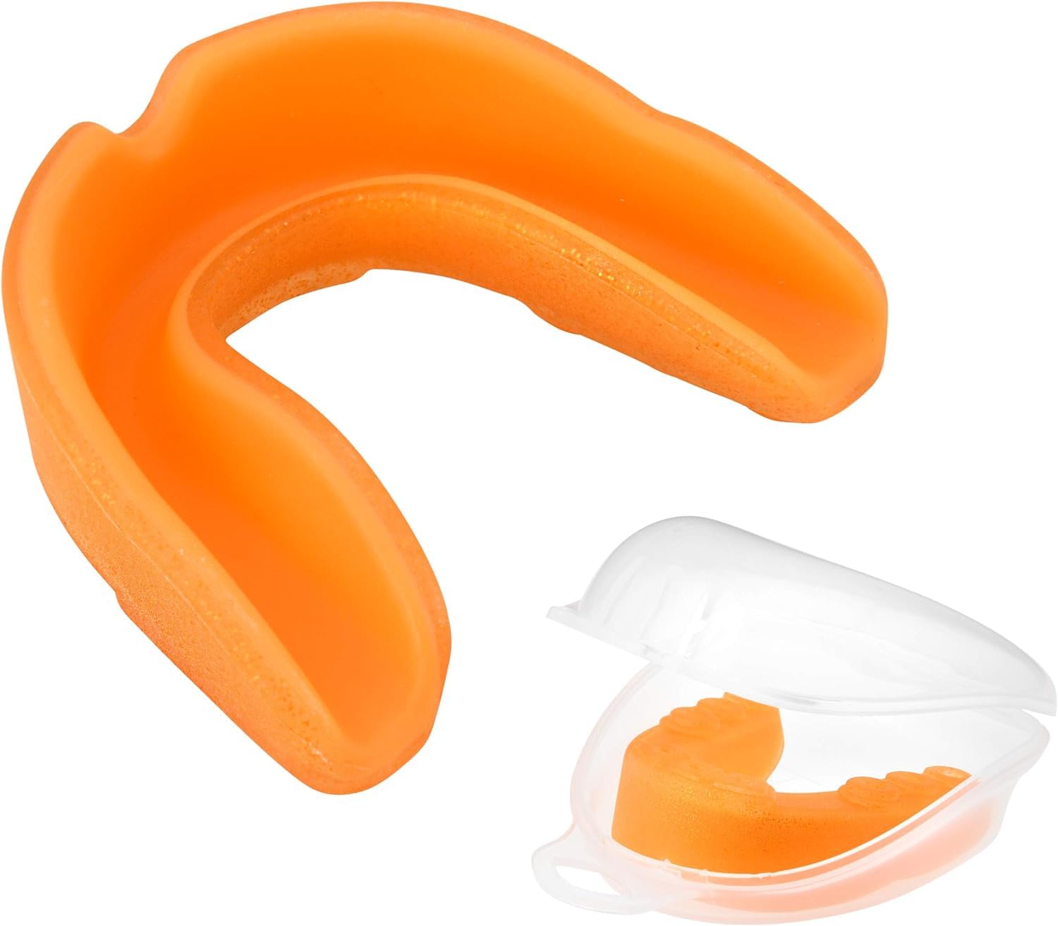 FEORA Sports Mouth Guard for boxing, MMA, karate, taekwondo, football, basketball, hockey, and jiu jitsu, Compatible with braces, Mouth Shield Gum Protection (Orange)