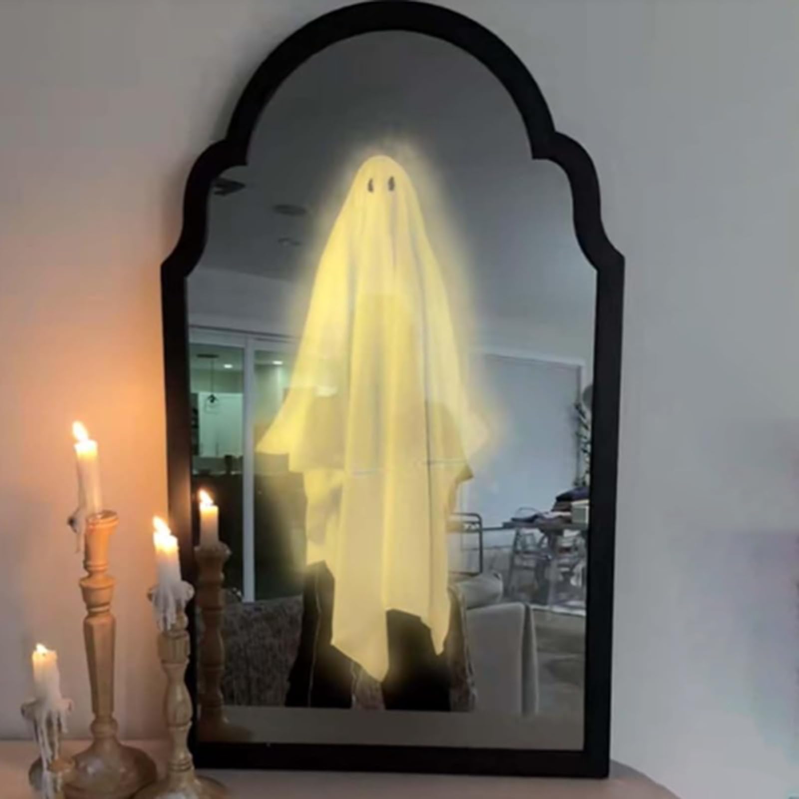 Miroir Fantôme Holographique Halloween - 35 Cm, LED, Décoration Effrayante Pour Intérieur, Maison Hantée - 2