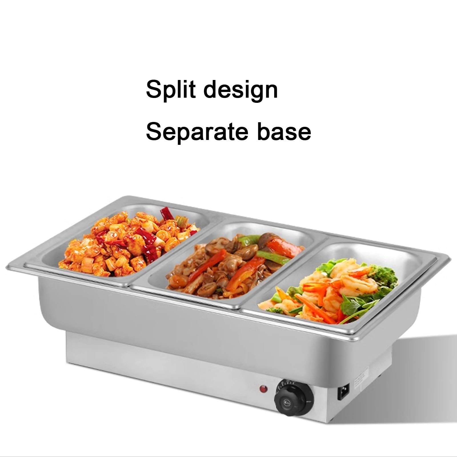 Scaldavivande Elettrico Acciaio Inox con Coperchio Trasparente Manopola per Regolare la Temperatura Contenitore Scalda Cibo per Buffet, Hotel, Banchetti(9L 1/1 Size)