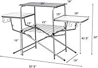 Vista 3 de GYMAX Mesa de campamento plegable de aluminio, mesa de parrilla al aire libre con mesa auxiliar, ganchos y bolsa de transporte, mesa de picnic