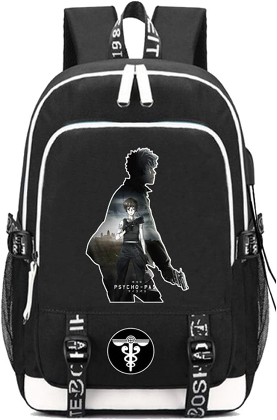 ISaikoy Anime Psycho-Pass Backpack Laptop School Bag Bookbag with USB Charging Port 2