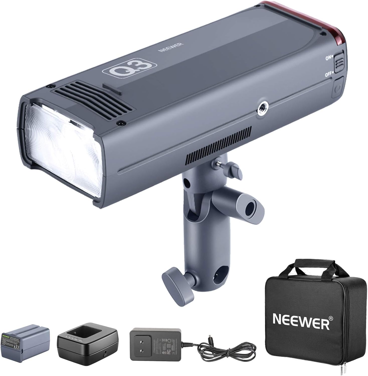 Neewer Q3 200Ws 2,4G TTL Flash Estroboscópico 1/8000 HSS Monolight Inalámbrico con Batería Litio 3200mAh para Cubrir 500 Disparos a Plena Potencia y Reciclar en 0,01-1,10 Segundo, Tamaño Bolsillo