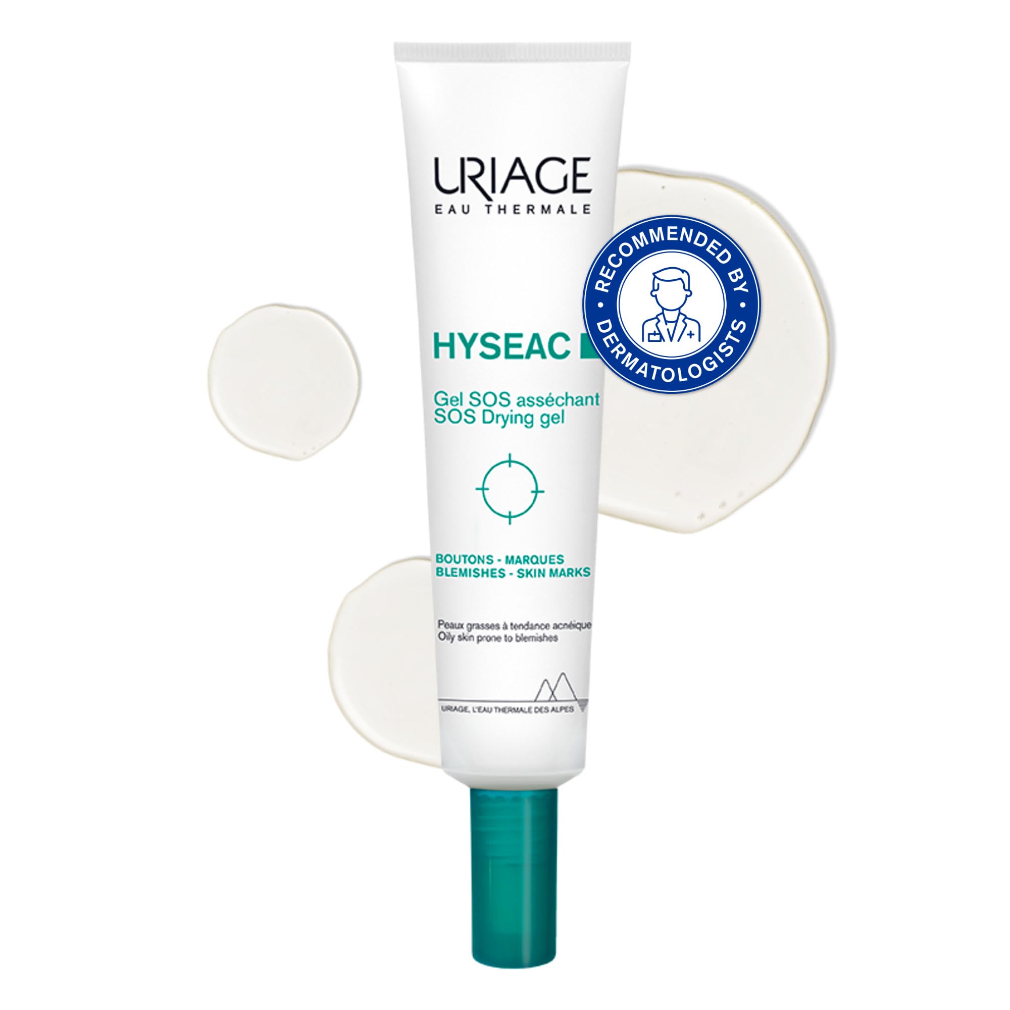 Uriage Hyseac Gel SOS Asséchant - 5,​7% d'AHA et de BHA - Assèche, Purifie - Réduit les Boutons, Imperfections - Efficacité Visible dès 4 h - Effet Patch Invisible et Protecteur - Sans Parfum - 15 ml