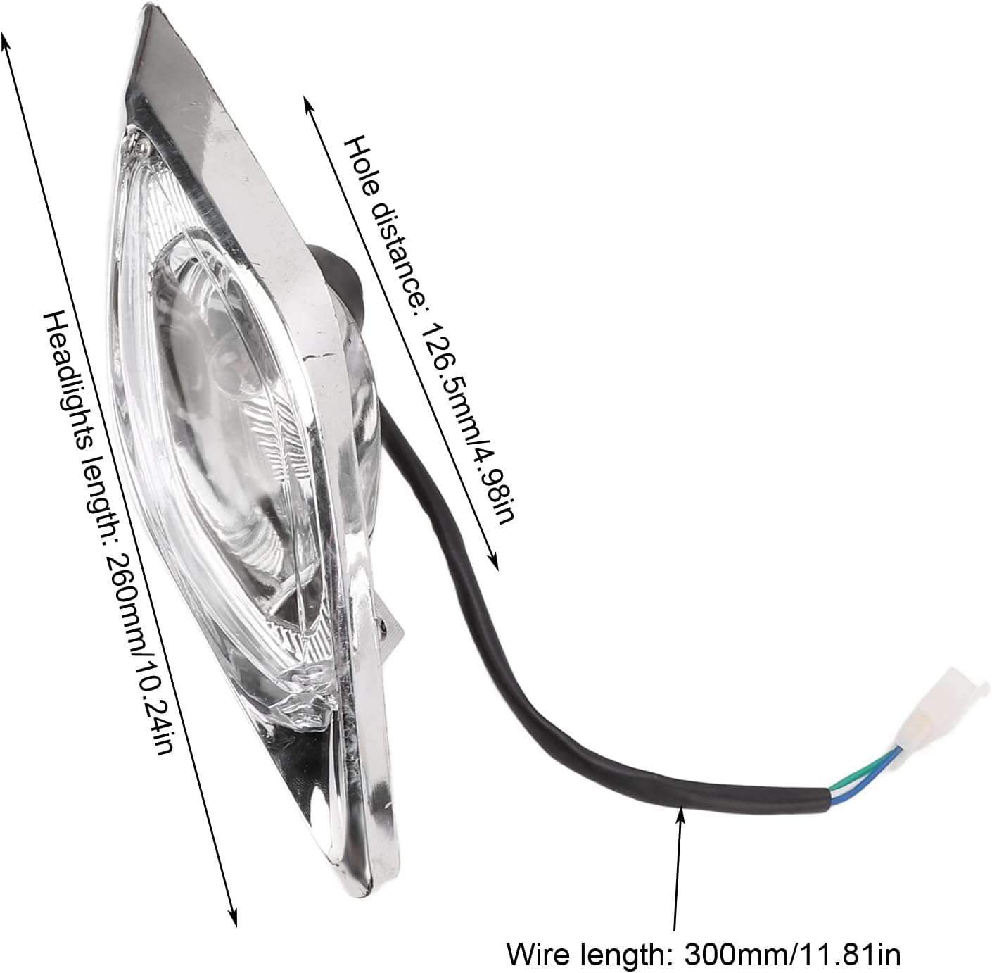 Akozon Headlights, Front Left Right Headlights 3 Wire Head Lamps for 125 4 Wheel ATV Quad