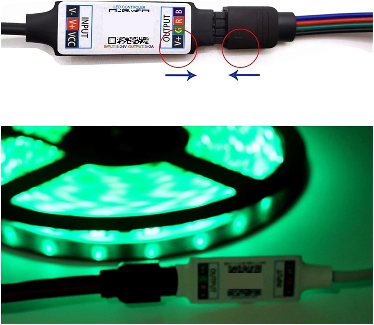 DC mini colorful music controller 5050RGB light strip 2835 light strip timer dimmer(Black)