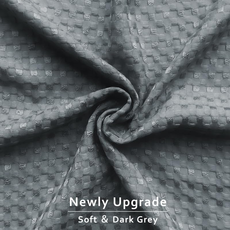 Miniatura 2 de Falda de cama plisada con tejido de gofre, volantes de polvo a medida con caída de 18 pulgadas, de fácil ajuste, lavable a máquina (gris oscuro,