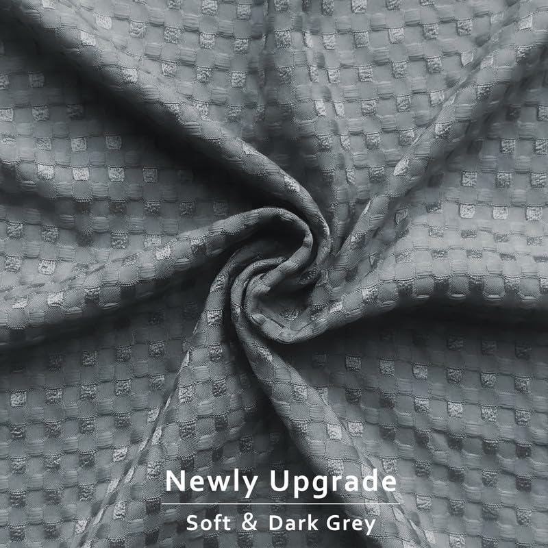 Image of MIYE Pleated Waffle Weave Bed Skirt, Tailored Dust Ruffle 18 Inch Drop Easy Fit, Machine Washable (Dark Grey, Queen - 18 inch Drop)