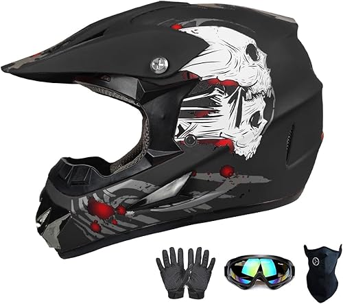 Miniatura 1 de CUETY DOT Youth Kids Motocross Helmet, Unisex Dirt Bike ATV BMX Street Ride Off-Road Full Face Motorycle Helmet W Goggles Gloves Mask