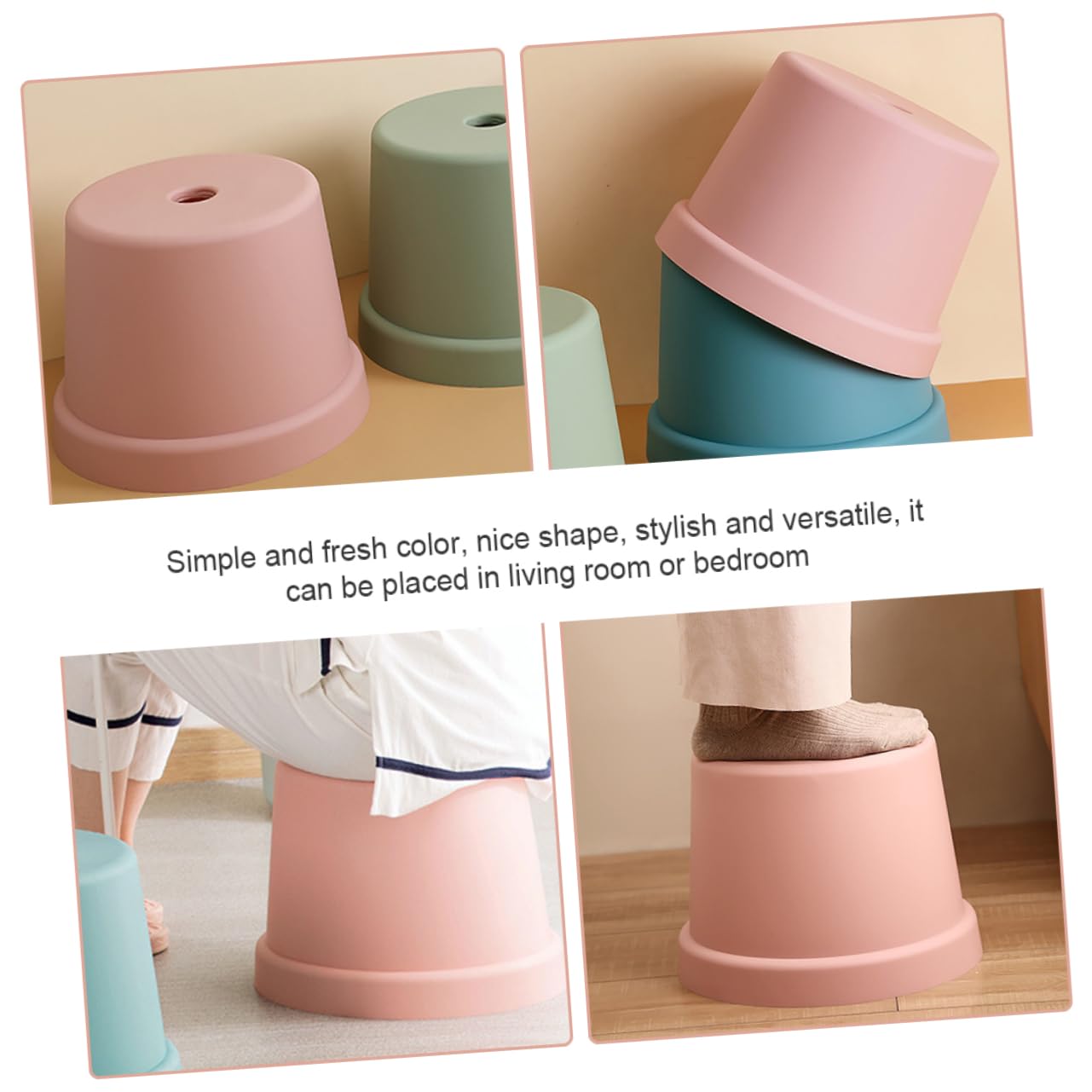 Sgabello Antiscivolo Per Ragazzo Ragazza Plastica Sgabello Da Sedere Leggero e Impilabile Design Compatto Per Bagno e Cucina Resistente e Stabile