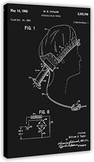 Portable Bath Hait Dryer Patent Black Poster For Teen Boys Room Wall Art Canvas Painting Print Frame 12x18inch