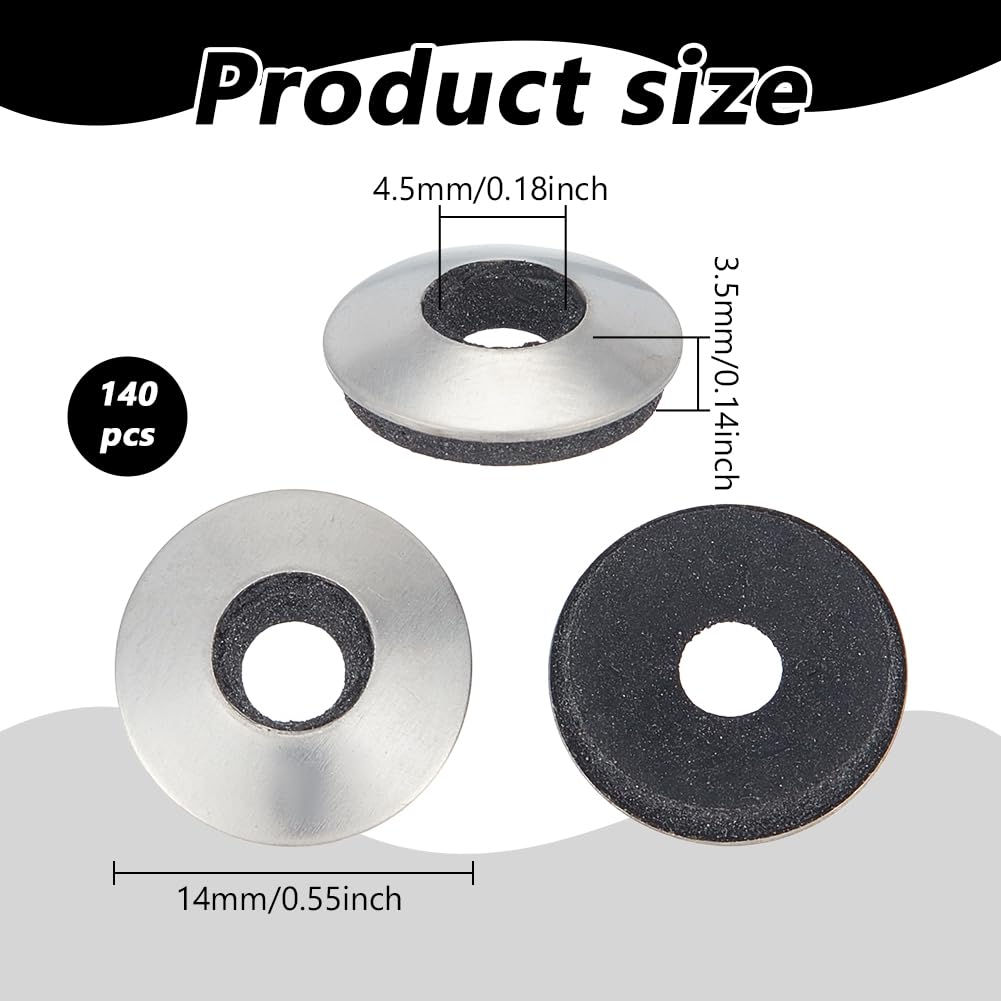 BENECREAT 140 Pack Bonded Sealing Washer, 0.5x0.1 Inch EPDM Rubber Washer, Screw Gasket for Metal Roofing, Sheet Metal, Siding, Roof Screws