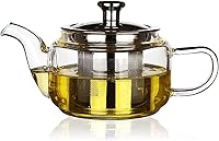 Vista 1 de Tetera Glass Teapot with Removable Stainless Steel Infuser & Lid, Transparent Tea Kettle, Blooming & Loose Leaf Tea Pot Tea Maker