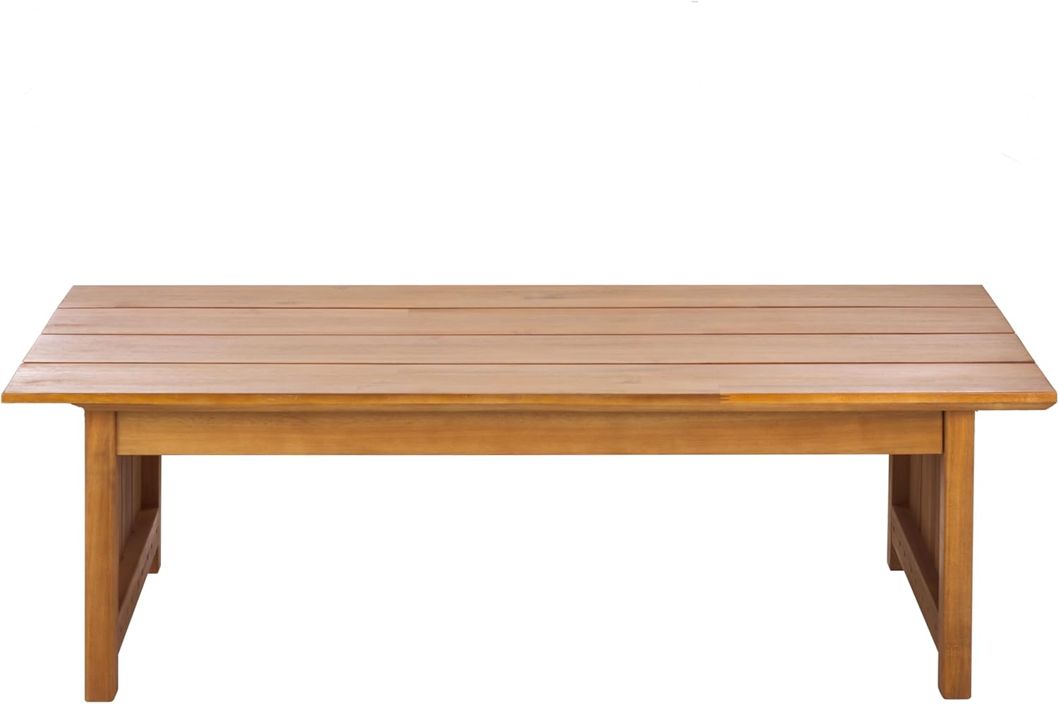 SAFAVIEH Outdoor Patio Furniture Collection - Kento Natural Solid Wood Coffee Table, Modern Rectangular Design (PAT7102A)