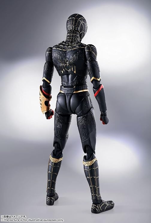 Tamashi Nations S.H. Figuarts Spider-Man Black & Gold Suit Spider-Man: No Way Home, Approx. 5.9 inches 150 mm, ABS & PVC Pre-Painted Action Figure