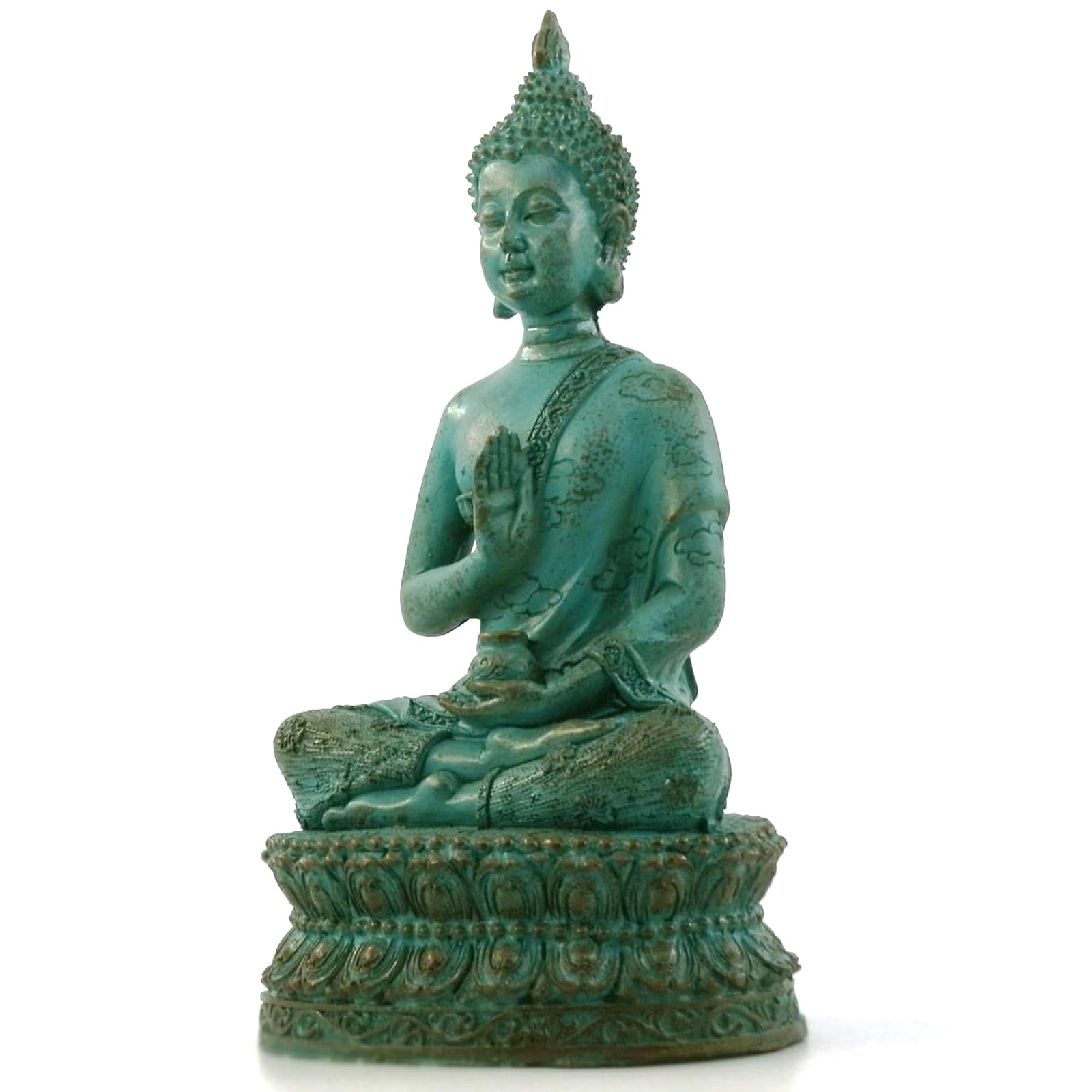 Muzrunq Buddha Statue Meditating Sakyamuni Buddha Sitting on Pedestal Long Lasting Resin Feng Shui Decor for Indoor Outdoor.